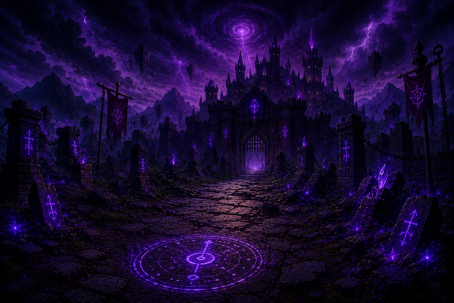 Entrada de um castelo sombrio em Matemagicka